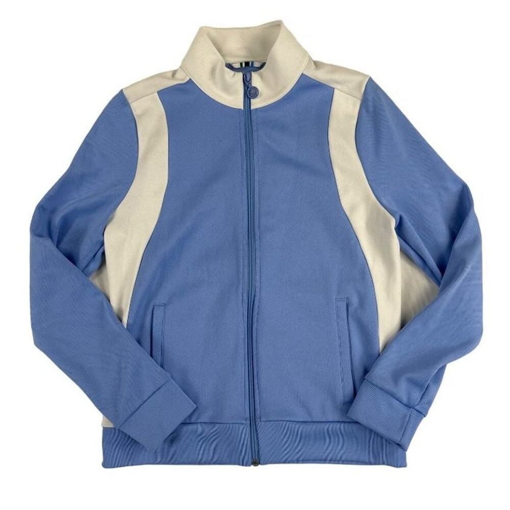 Tory Sport - Zip Up Track Jacket Size M in Blue and White